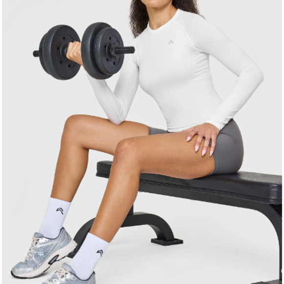 Oner Active White Go To Seamless Fitted Long Sleeve Top Size S - Picture 8 of 9